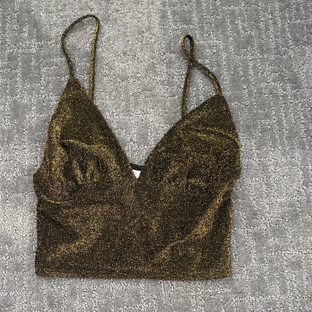 Urban Outfitters Gold Glitter Spaghetti Strap Cami